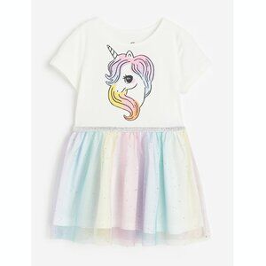 H&M Girls Printed Cotton Unicorn Pink Tulle Skirt Dress 8-10 years